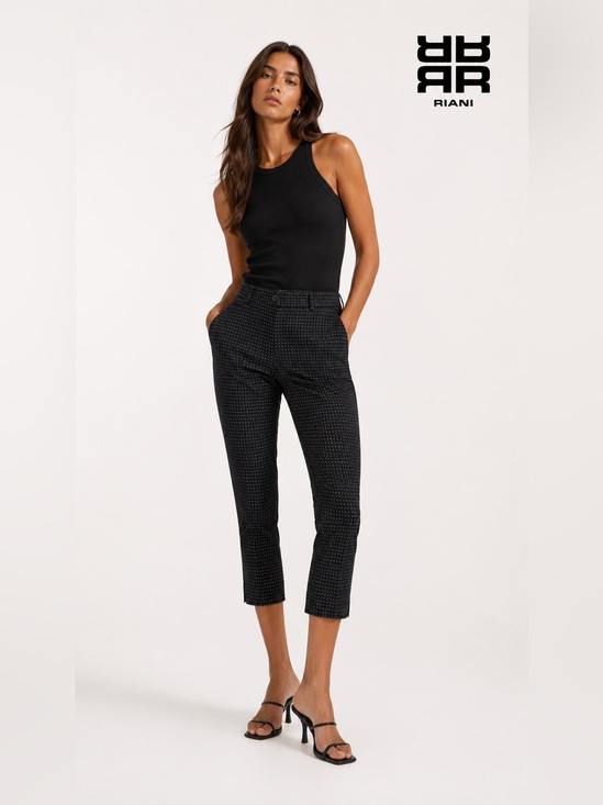 RIANI Pants - RIANI | L | Polka Dot Black Slim Studded Trousers